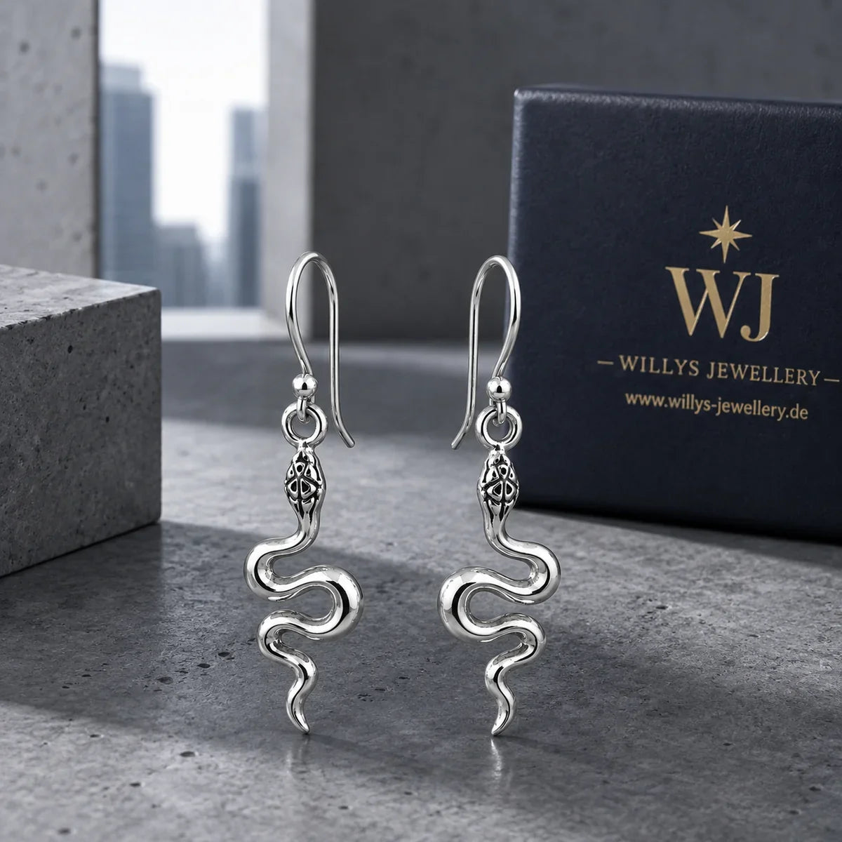 Schlangen Ohrringe aus 925 Sterling Silber lange Ohrhänger für Damen mit Schlangenmotiv