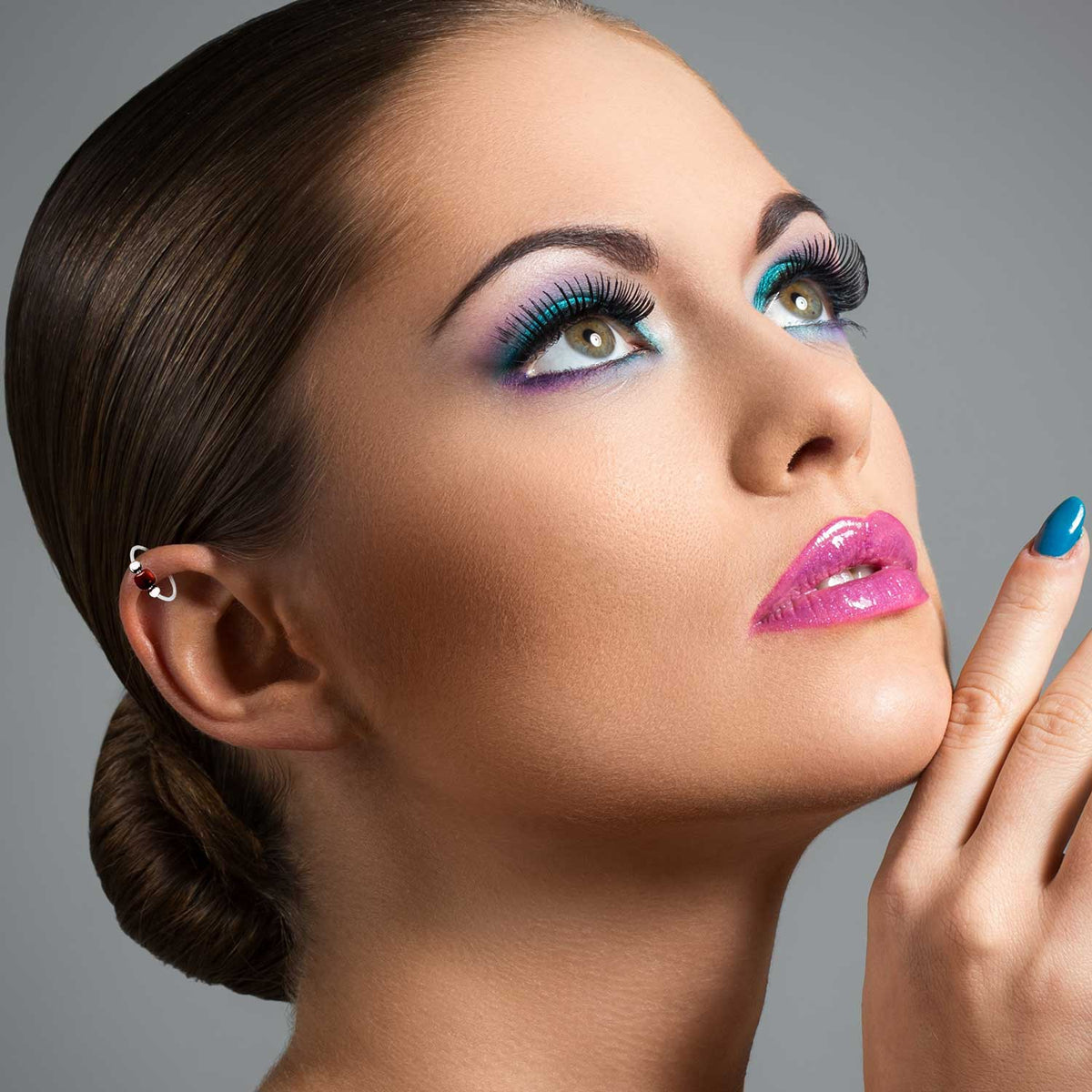 Eleganter 925 Sterling Silber Piercing Ring mit rotem Stein – vielseitig für Nase, Ohr & Lippe