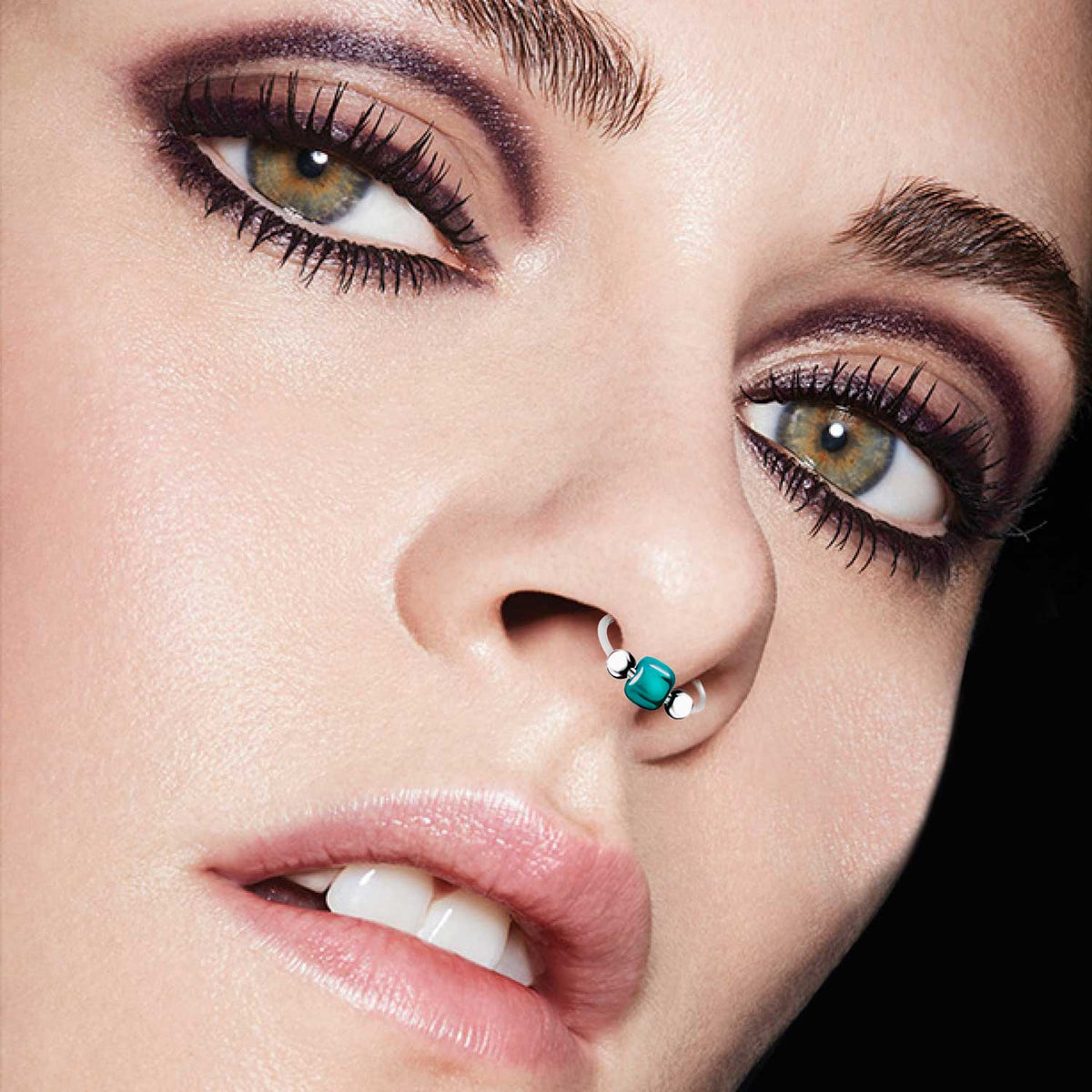Eleganter Piercing-Ring aus 925 Sterling Silber mit Türkis – Nasen-, Ohr- & Lippenring