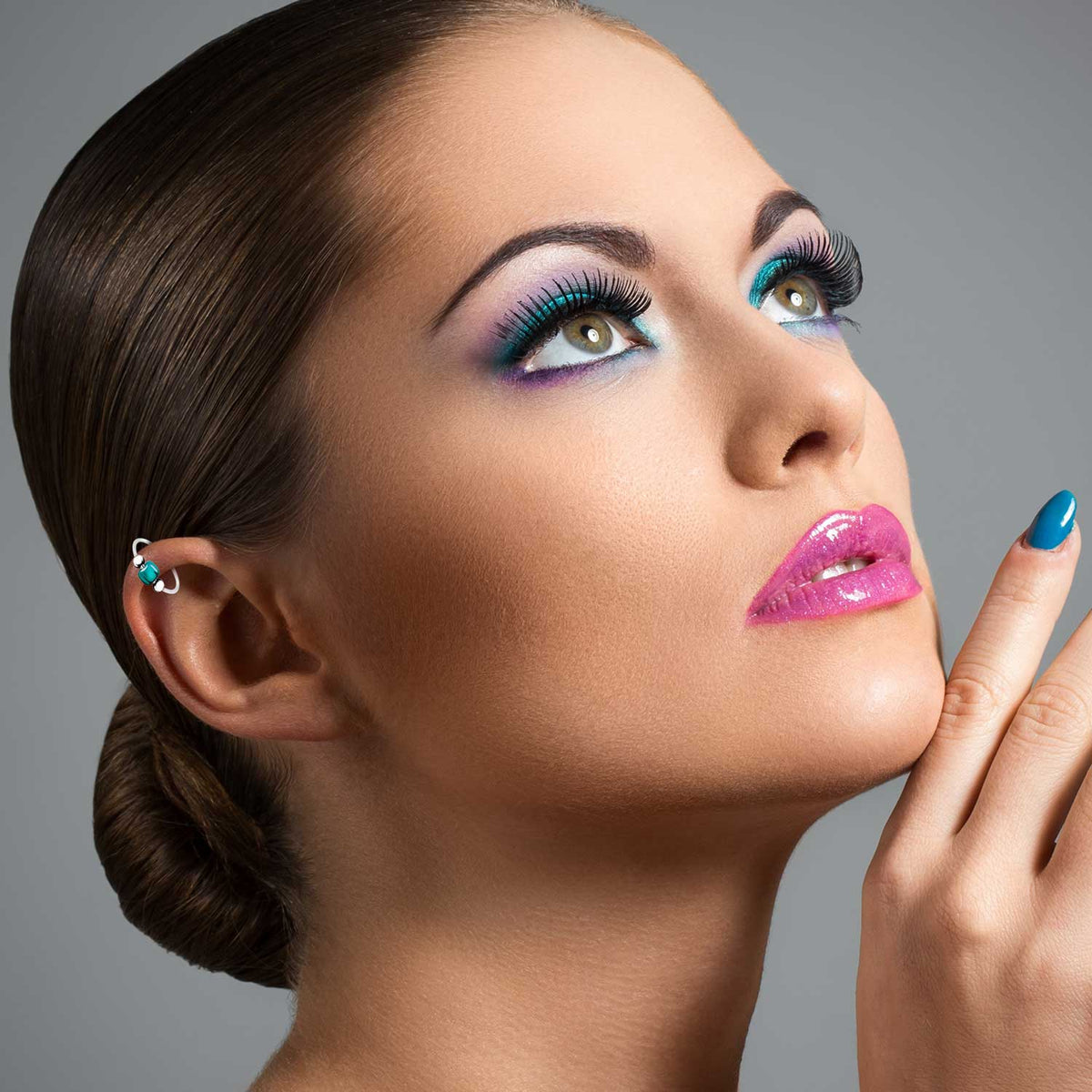 Eleganter Piercing-Ring aus 925 Sterling Silber mit Türkis – Nasen-, Ohr- & Lippenring