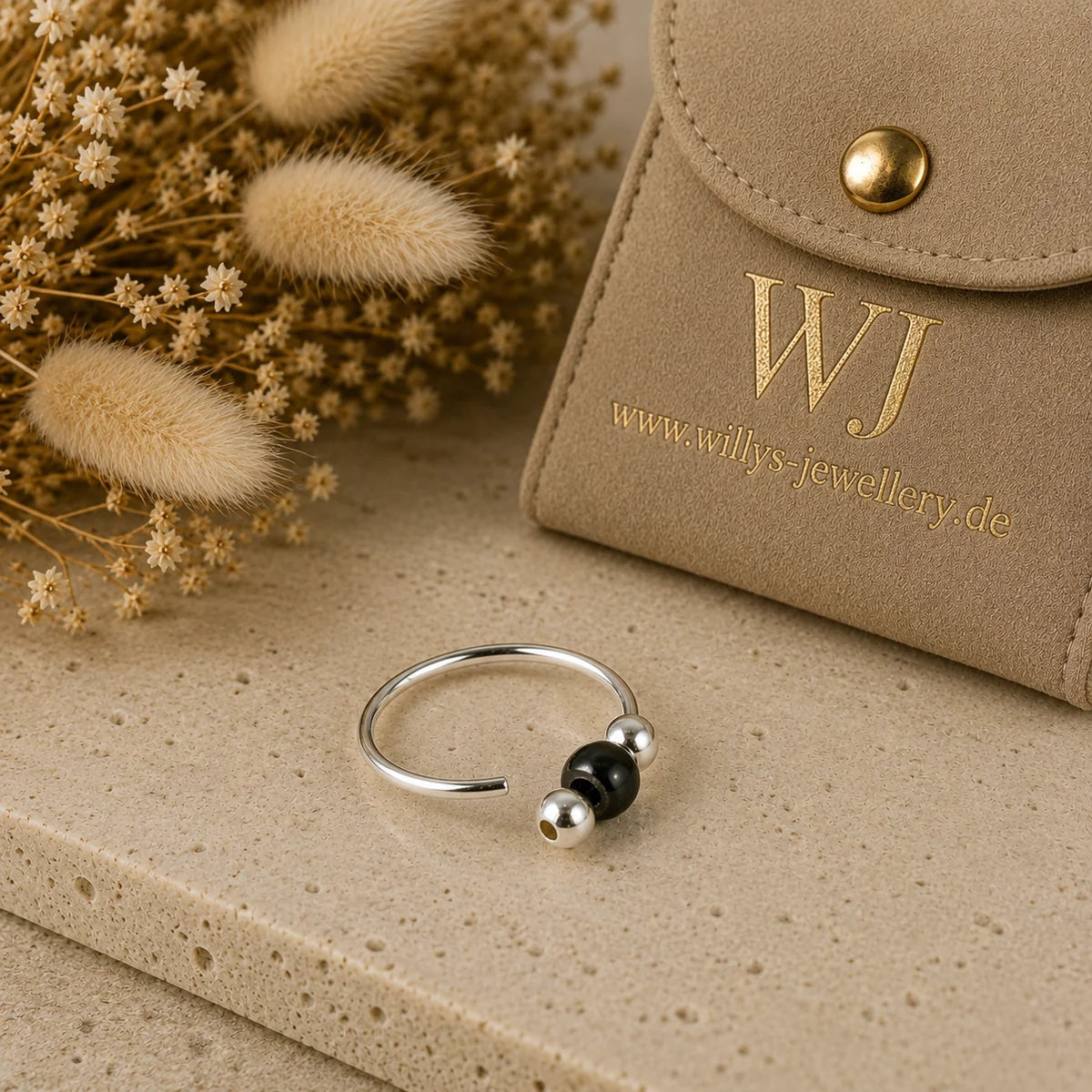 925 Sterling Silber Piercing Ring mit schwarzem Edelstein – Nasen-, Lippen- & Ohrschmuck mit Stil