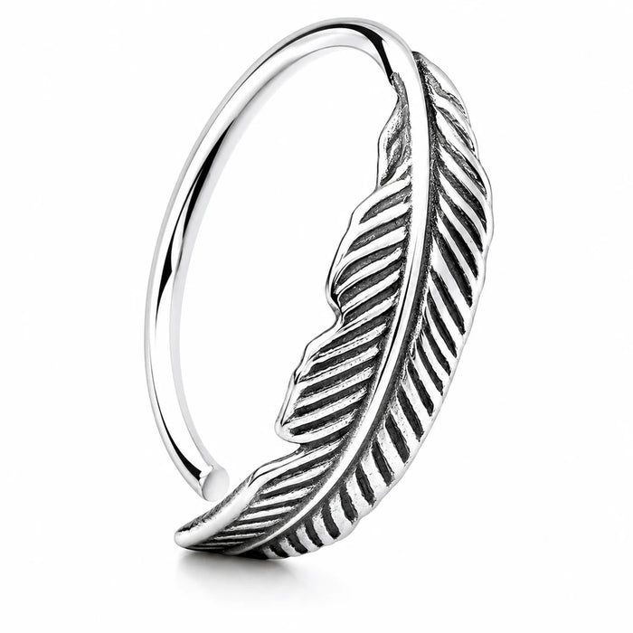 Feiner Feder-Piercingring aus 925 Sterling Silber – eleganter Ohr- & Nasenschmuck