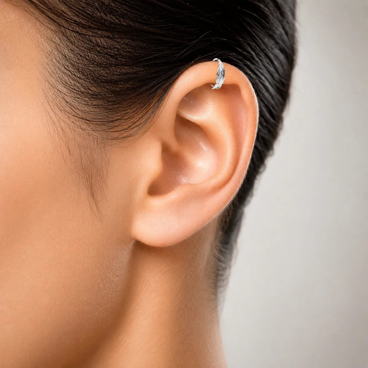 Feiner Feder-Piercingring aus 925 Sterling Silber – eleganter Ohr- & Nasenschmuck