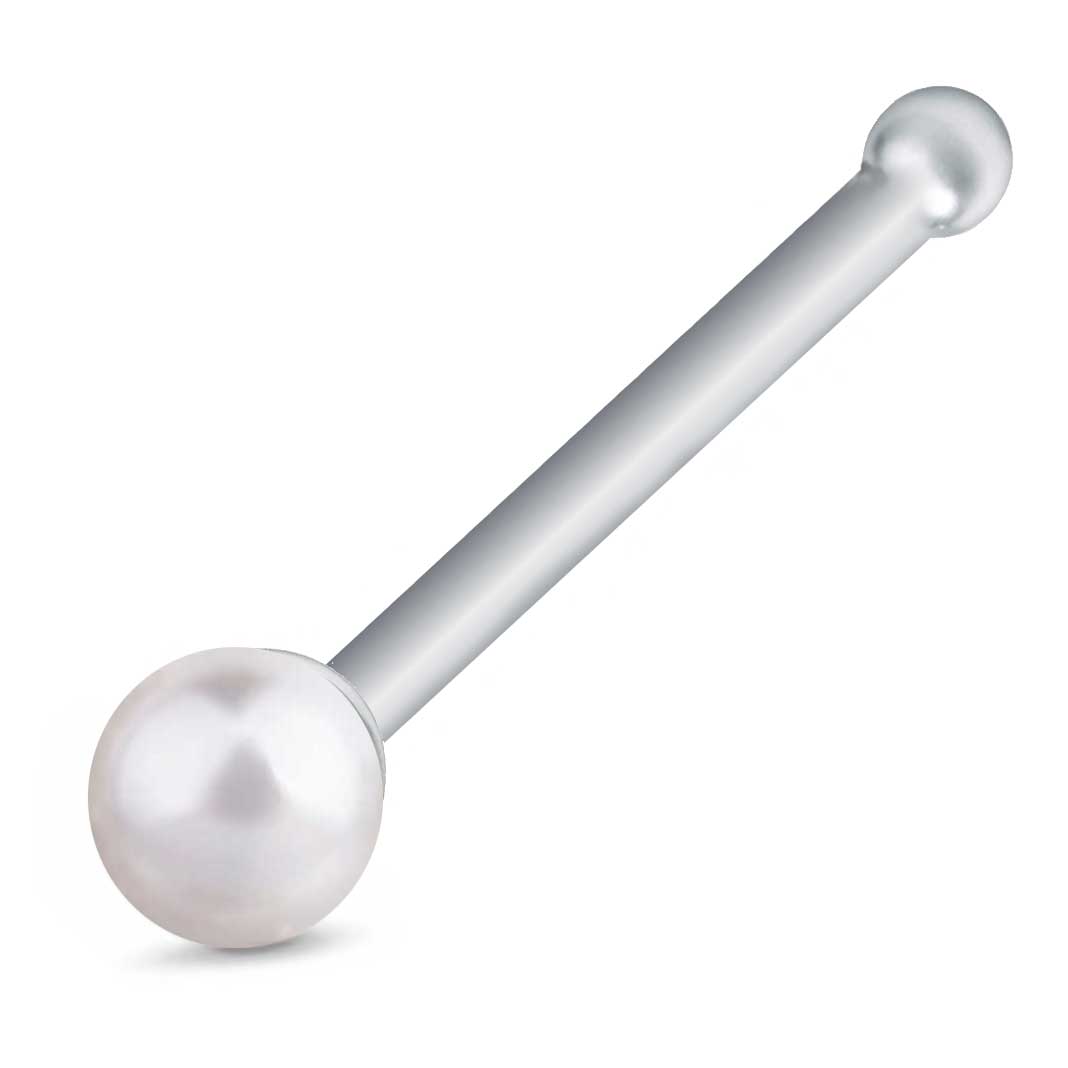Eleganter 925 Sterling Silber Piercing-Stecker mit weißer Süßwasserperle – Handgefertigter Schmuck