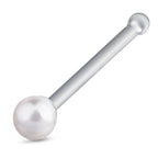 Eleganter 925 Sterling Silber Piercing-Stecker mit weißer Süßwasserperle – Handgefertigter Schmuck
