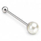 925 Silber Piercing-Stecker mit weißer Süßwasserperle – Handgefertigter Schmuck