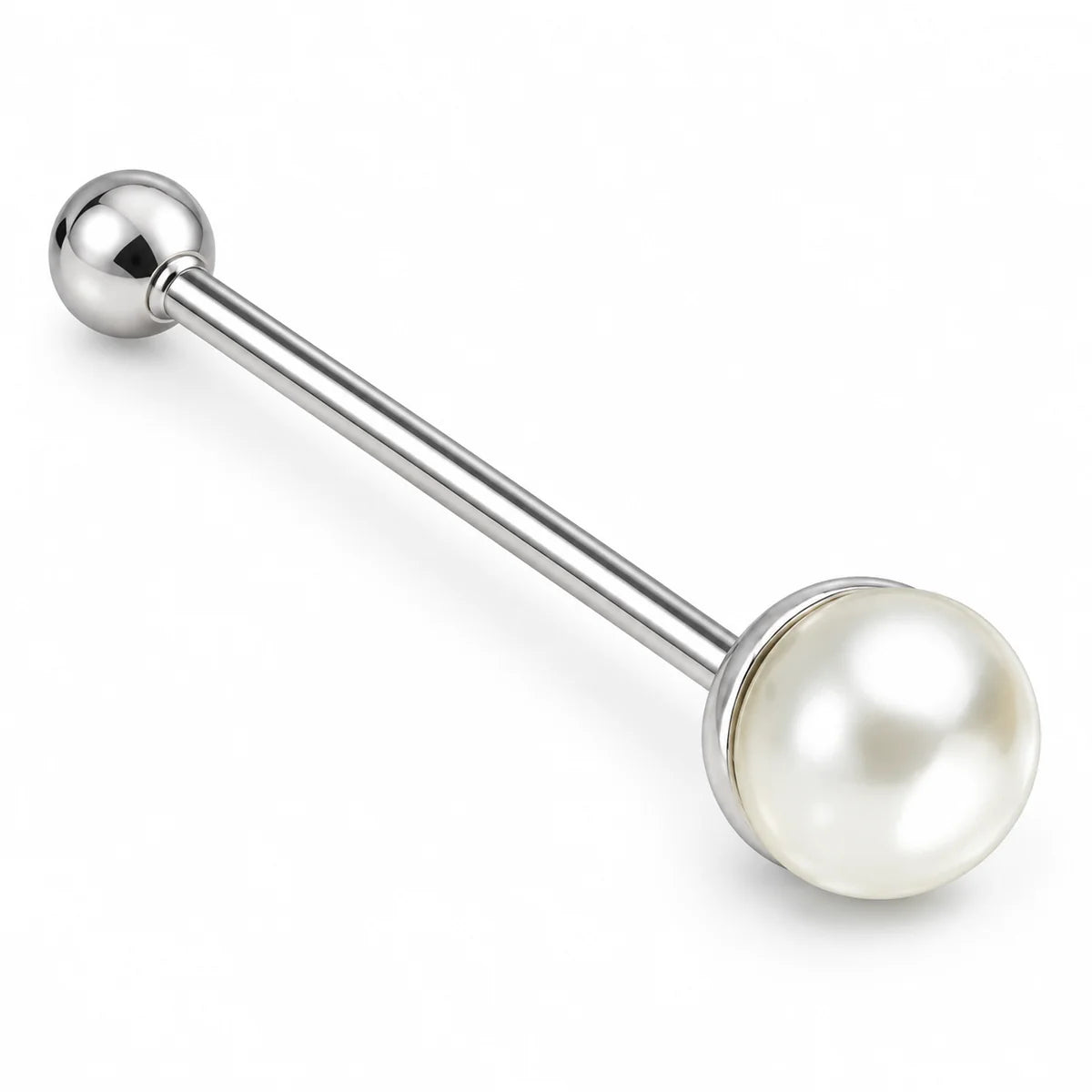 925 Silber Piercing-Stecker mit weißer Süßwasserperle – Handgefertigter Schmuck