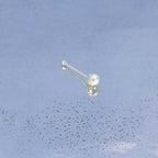Eleganter 925 Sterling Silber Piercing-Stecker mit weißer Süßwasserperle – Handgefertigter Schmuck