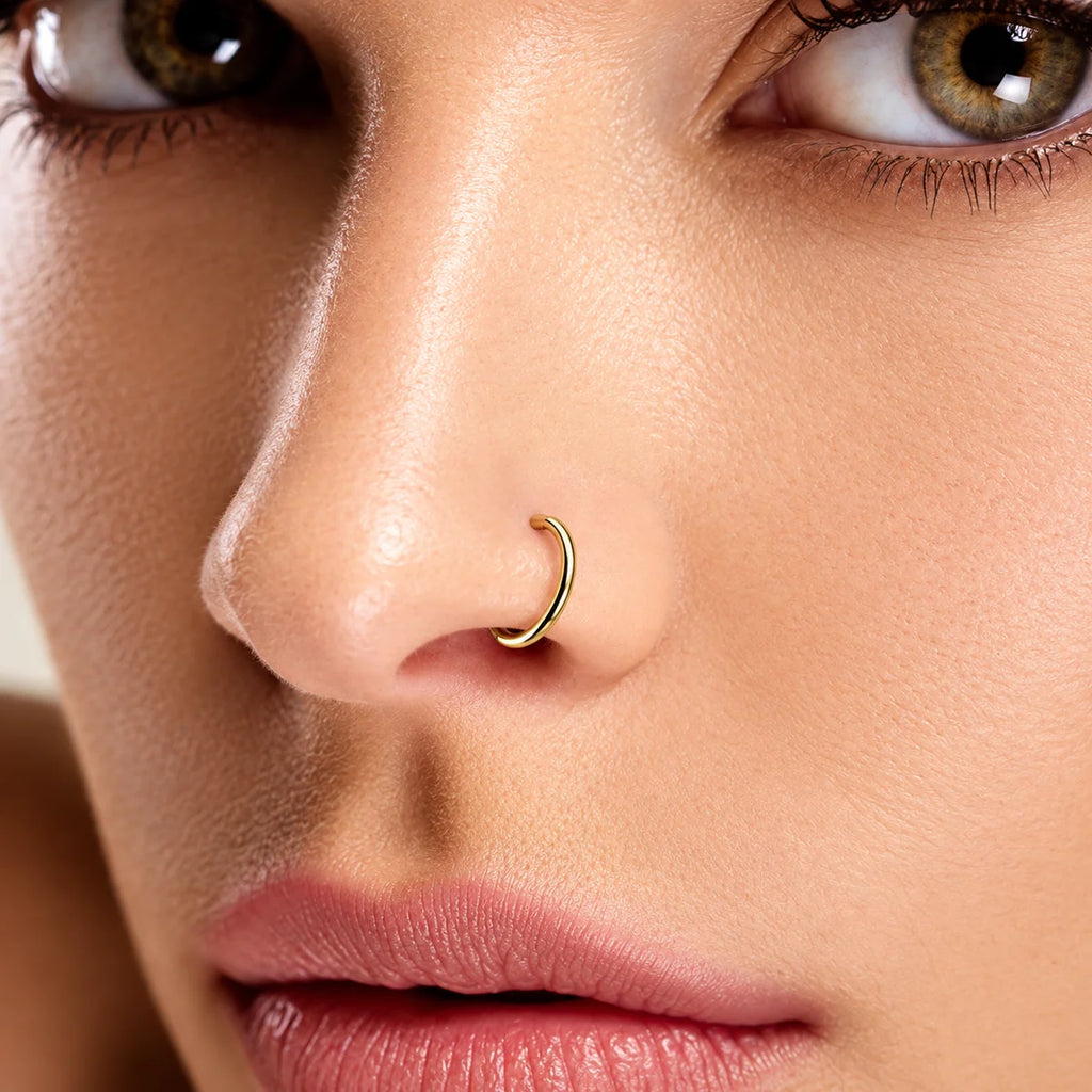 925 Sterling Silber Piercing Ring 18K vergoldet – filigran, wasserfest & vielseitig für Nase, Lippe | WILLYS JEWELLERY