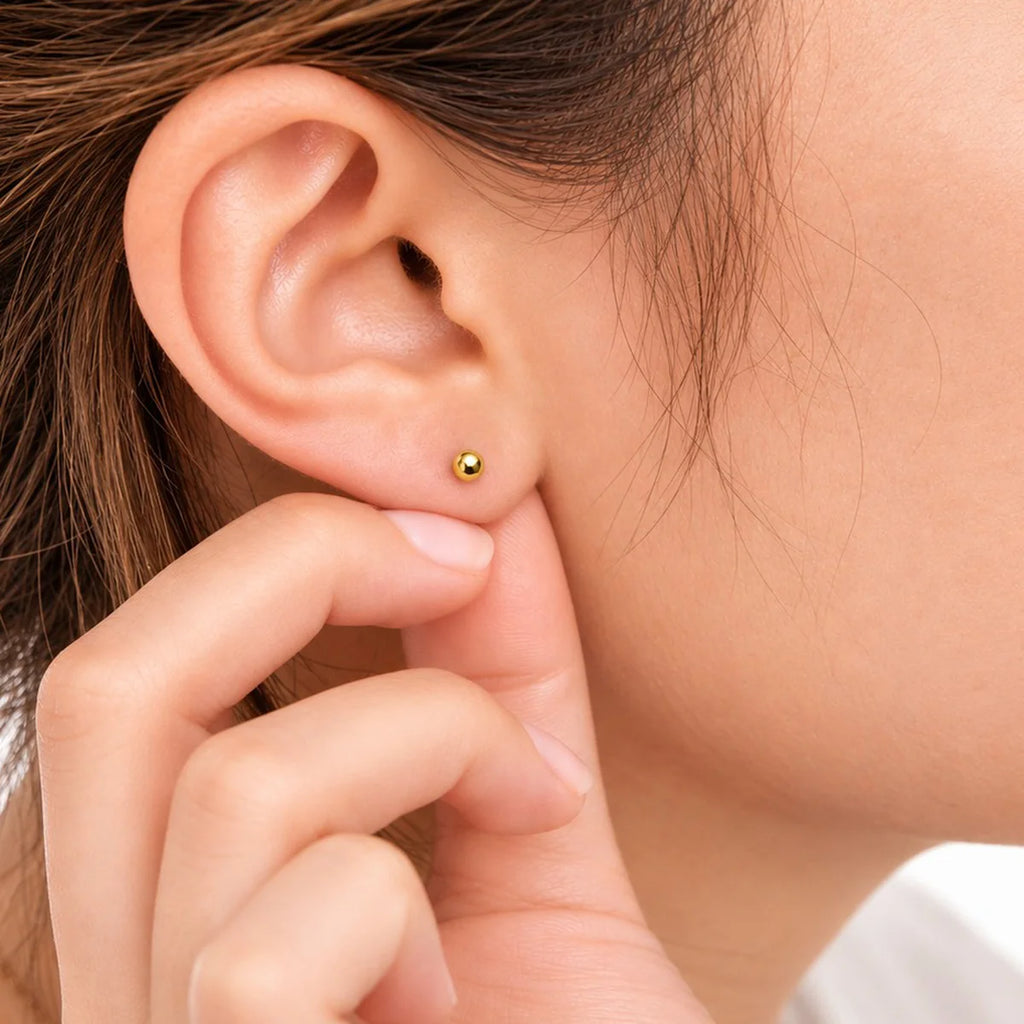 Eleganter 925er Sterling Silber Ohr- & Nasenstecker vergoldet – Hochglanz, handmade, hypoallergen