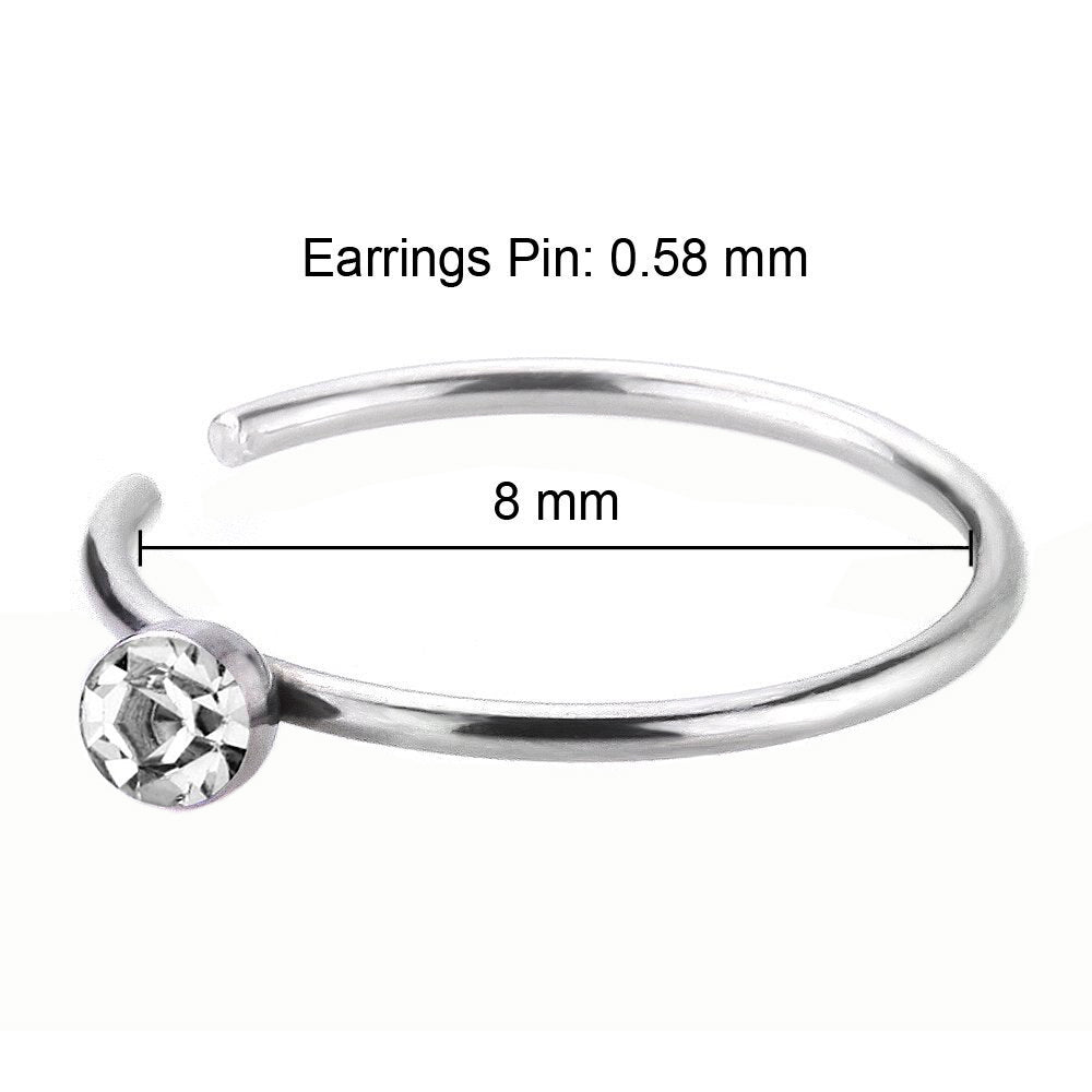 925 Silber Piercing Ring mit Zirkonia – Edler Ohr- & Nasenschmuck, wasserabweisend, poliert | WILLYS JEWELLERY