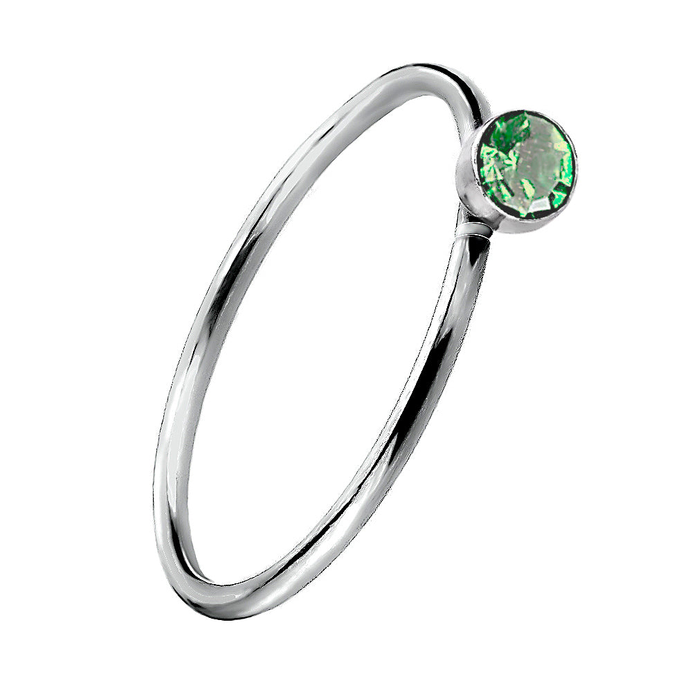 925 Silber Piercing Ring mit Zirkonia – Edler Ohr- & Nasenschmuck Grün