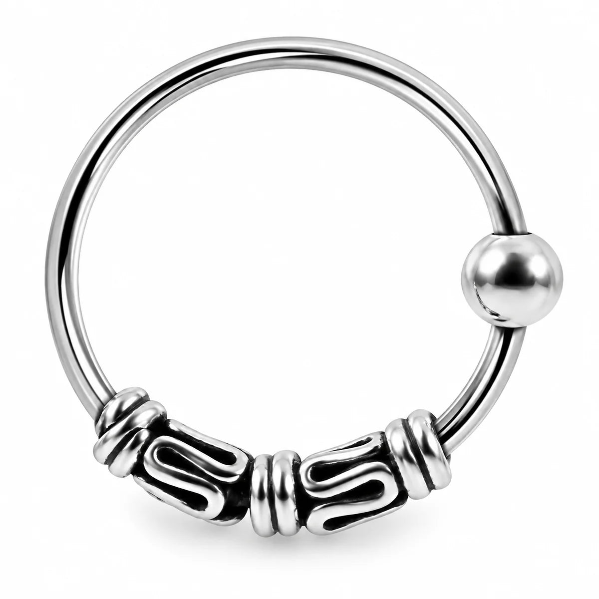 Eleganter 925 Sterling Silber Piercing Ring – Nasen-, Ohr- & Lippenring mit Kugelverschluss