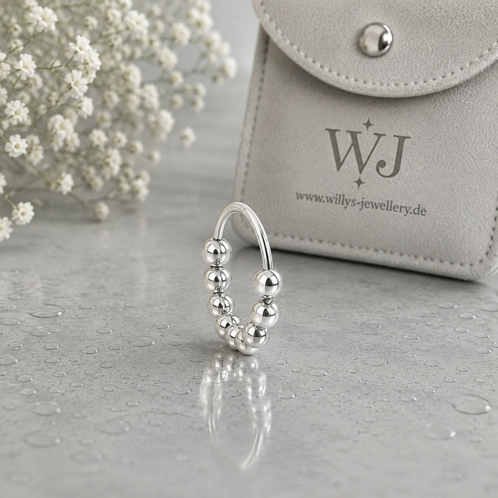 925 Sterling Silber Piercing Ring Set – Nasen-, Ohr- & Lippenringe, 9-teilig, Ball Closure Design | WILLYS JEWELLERY