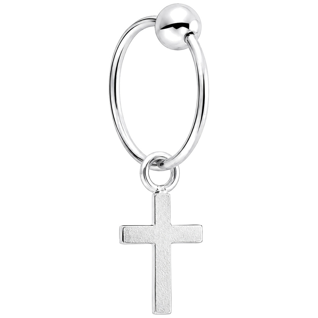 Unisex Kreuz Piercing Ring aus 925 Sterling Silber – Nasenring & Ohrpiercing mit Kugelverschluss | WILLYS JEWELLERY