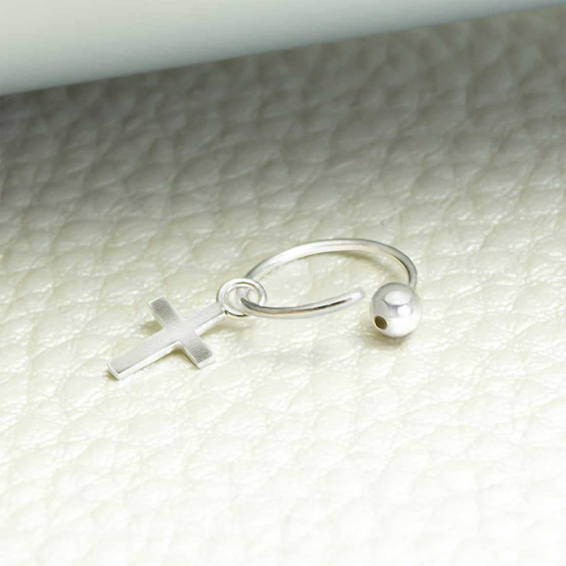 Unisex Kreuz Piercing Ring aus 925 Sterling Silber – Nasenring & Ohrpiercing mit Kugelverschluss | WILLYS JEWELLERY