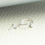 Unisex Kreuz Piercing Ring aus 925 Sterling Silber – Nasenring & Ohrpiercing mit Kugelverschluss | WILLYS JEWELLERY