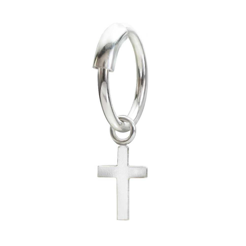 925 Sterling Silber Unisex Piercing Ring mit Kreuz – Eleganter Nasen- & Ohrschmuck | WILLYS JEWELLERY