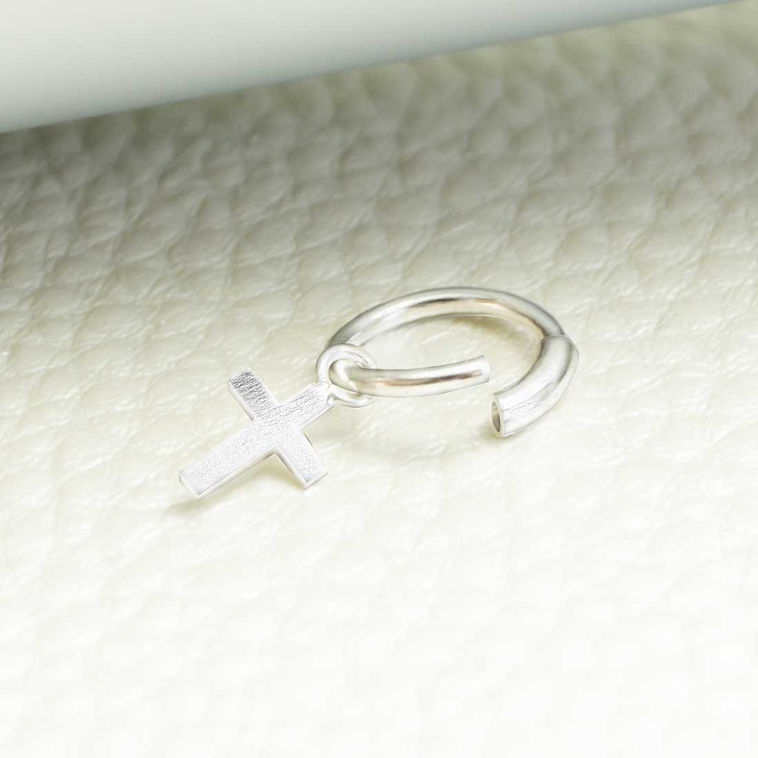 925 Sterling Silber Unisex Piercing Ring mit Kreuz – Eleganter Nasen- & Ohrschmuck | WILLYS JEWELLERY