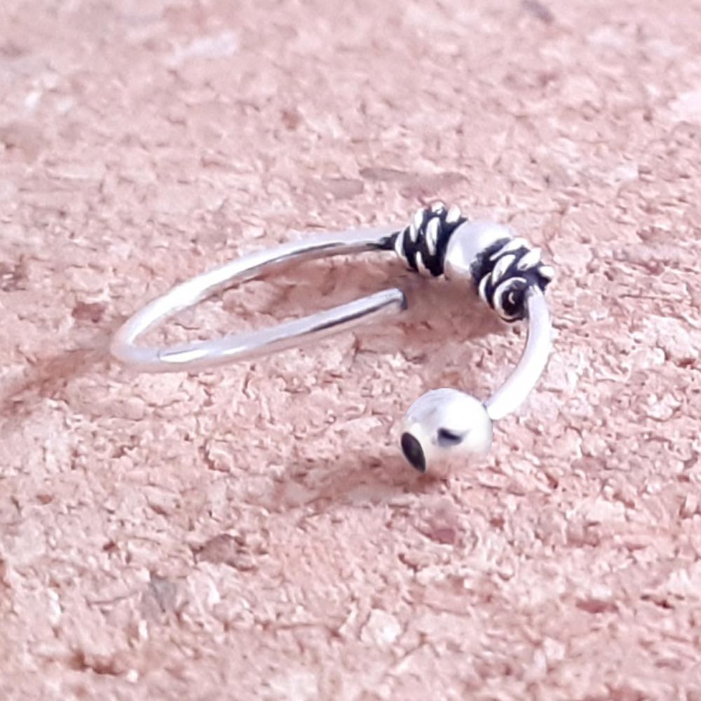 Piercing Ring dünn 925 Sterling Silber Hoop Ohrpiercing und Nasenpiercing Ball Closure | WILLYS JEWELLERY
