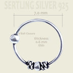 Piercing Ring dünn 925 Sterling Silber Hoop Ohrpiercing und Nasenpiercing Ball Closure | WILLYS JEWELLERY