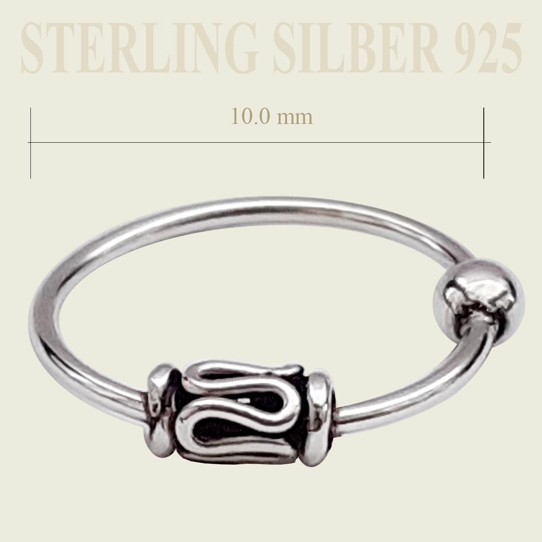 Piercing Ring im gotischen Stil 925 Sterling Silber dünn Hoop Ohrpiercing und Nasenpiercing | WILLYS JEWELLERY