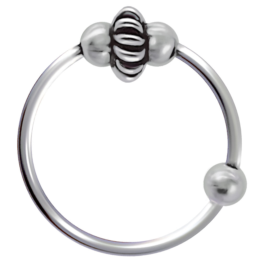 Piercing Ring dünn 925 Silber Hoop Ohrpiercing und Nasenpiercing Ball Closure – Variante 1