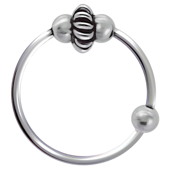 Piercing Ring dünn 925 Silber Hoop Ohrpiercing und Nasenpiercing Ball Closure – Variante 1