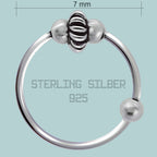 Piercing Ring dünn 925 Silber Hoop Ohrpiercing und Nasenpiercing Ball Closure – Variante 1