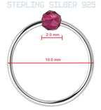 Piercing Hoop mit Rubin – Handgefertigter 925er Silberring, heilend & luxuriös