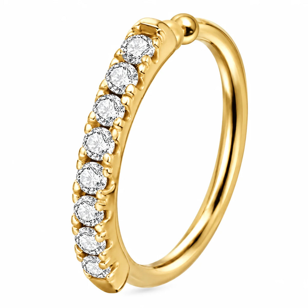 Piercing Ring aus 925 Sterling Silber 18K vergoldet mit Zirkonia für Nase und Ohr