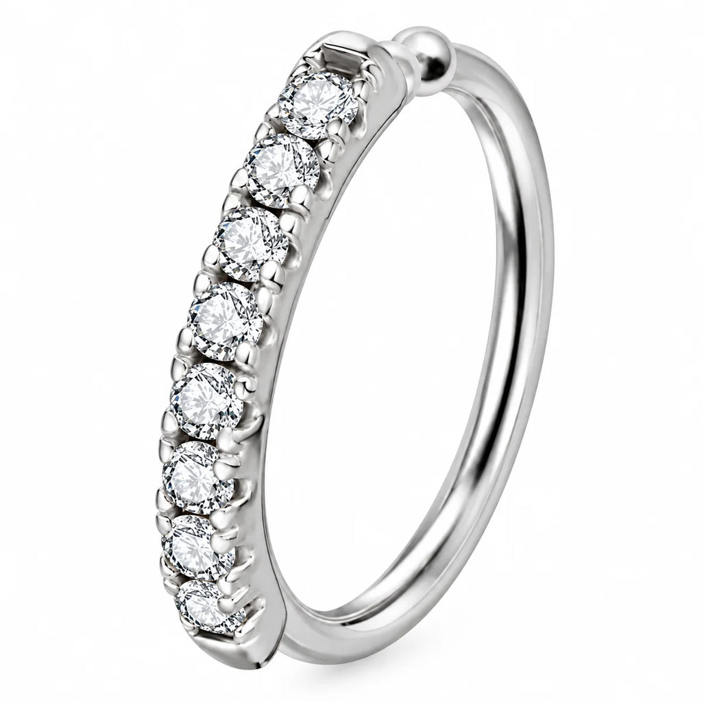 Piercing Ring aus 925 Sterling Silber mit Zirkonia für Nase und Ohr 9 mm
