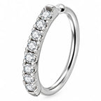 Piercing Ring aus 925 Sterling Silber mit Zirkonia für Nase und Ohr 9 mm