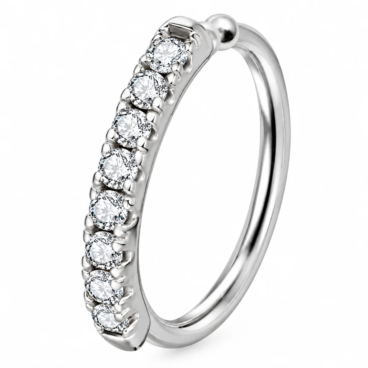 Piercing Ring aus 925 Sterling Silber mit Zirkonia für Nase und Ohr 9 mm