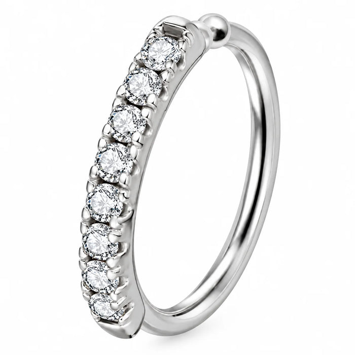 Piercing Ring aus 925 Sterling Silber mit Zirkonia für Nase und Ohr 9 mm