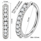 Piercing Ring aus 925 Sterling Silber mit Zirkonia für Nase und Ohr 9 mm