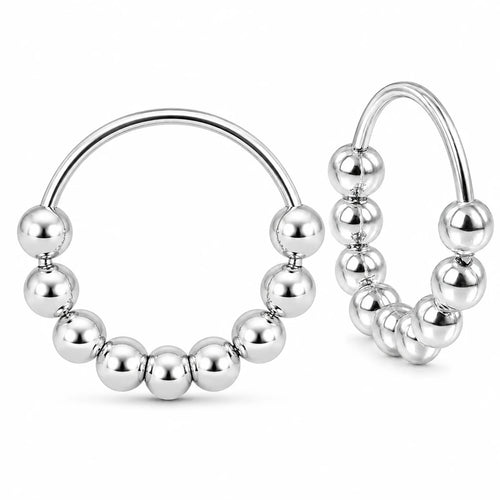2er Set 925 Sterling Silber Piercing Ringe mit Kugeln – 7 mm & 10 mm, Ohr-, Nasen- & Lippenpiercing