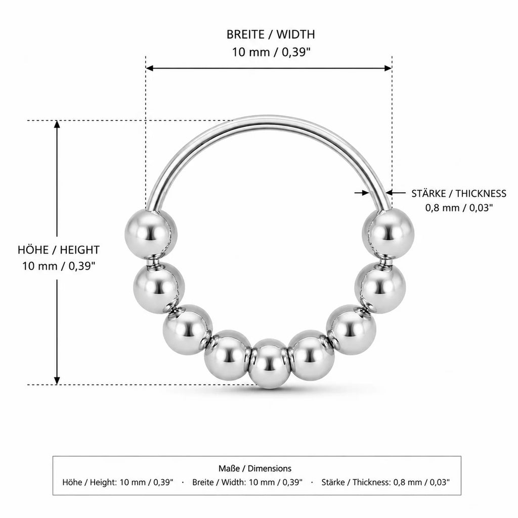 2er Set 925 Sterling Silber Piercing Ringe mit Kugeln – 7 mm & 10 mm, Ohr-, Nasen- & Lippenpiercing