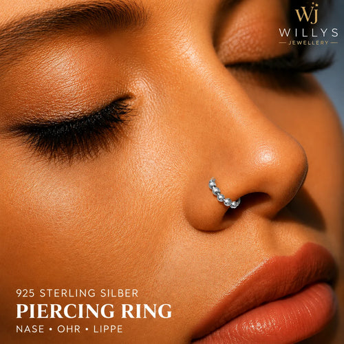 2er Set 925 Sterling Silber Piercing Ringe mit Kugeln – 7 mm & 10 mm, Ohr-, Nasen- & Lippenpiercing