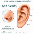 2er Set 925 Sterling Silber Piercing Ringe mit Kugeln – 7 mm & 10 mm, Ohr-, Nasen- & Lippenpiercing