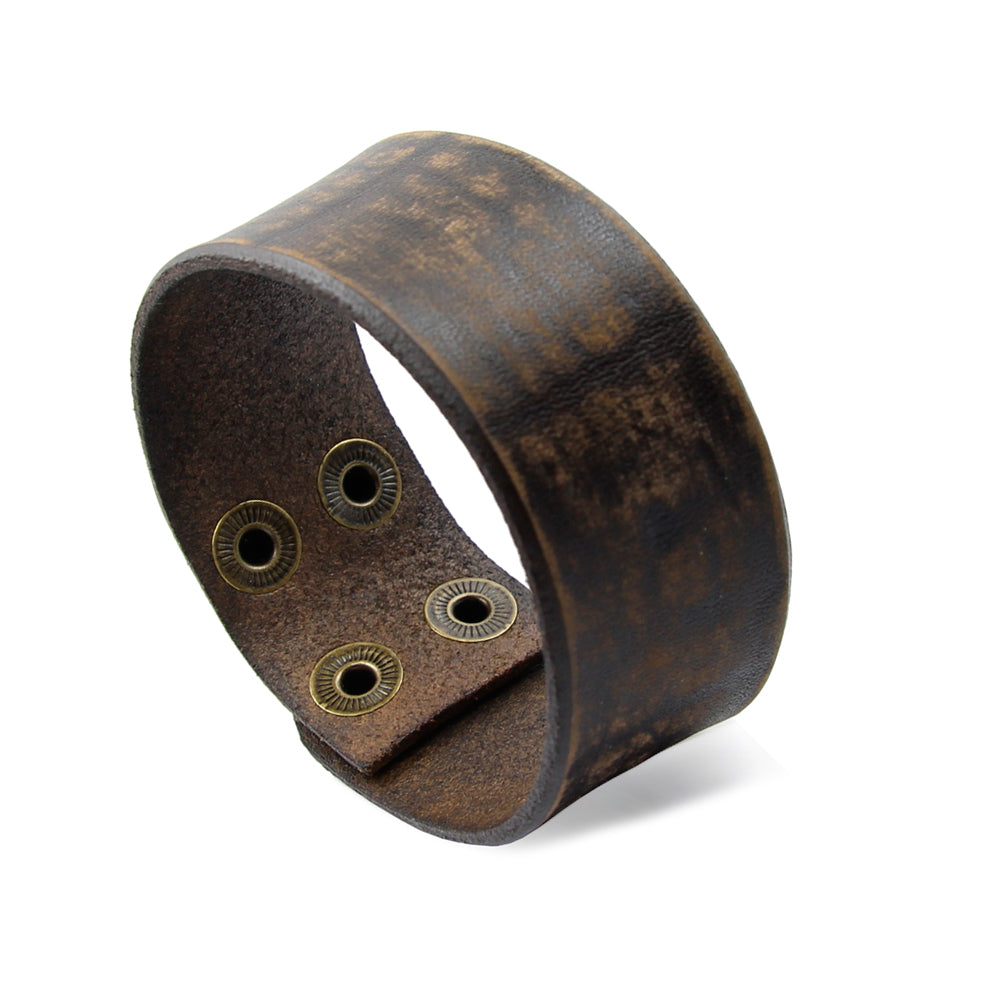 Herren Armband in Antik Braun aus echtem Leder Breit: 30 mm. | WILLYS JEWELLERY