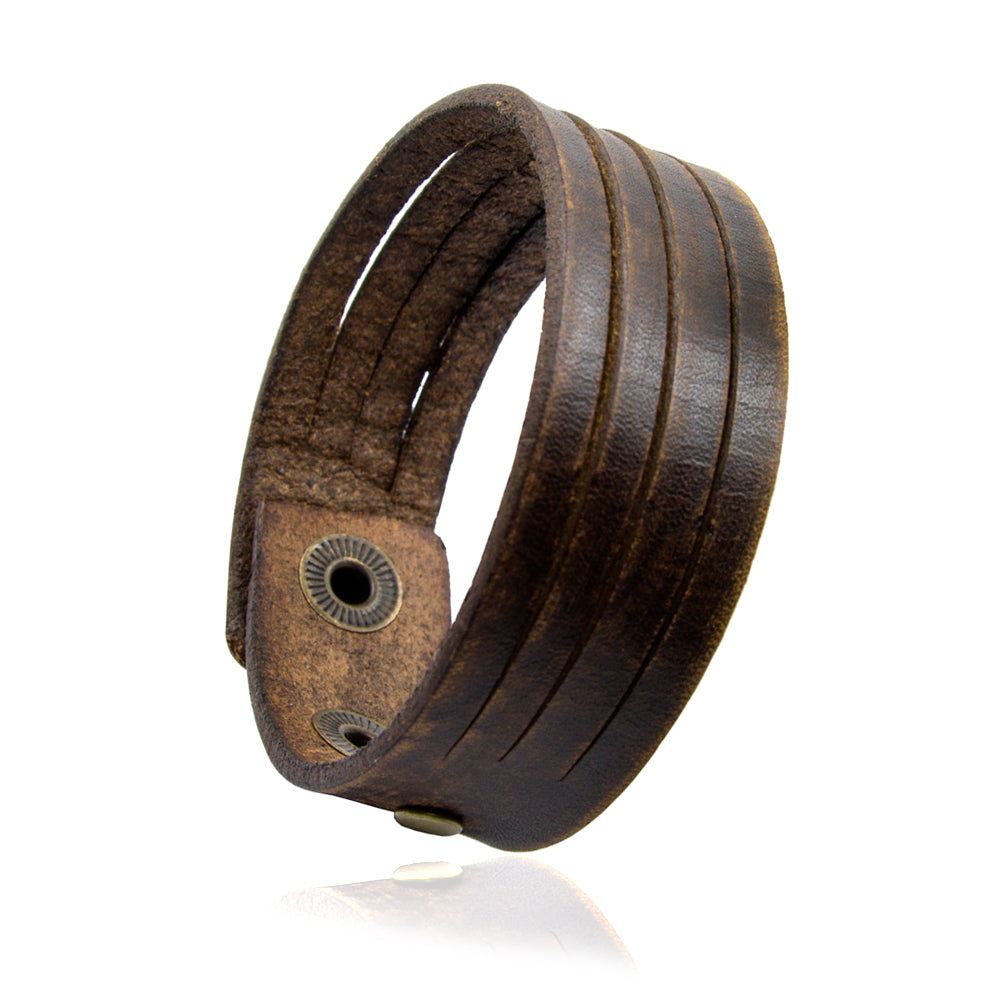 Herren Lederarmband aus Echtleder, 4-fach, breites Armband, handgefertigt & allergikerfreundlich | WILLYS JEWELLERY