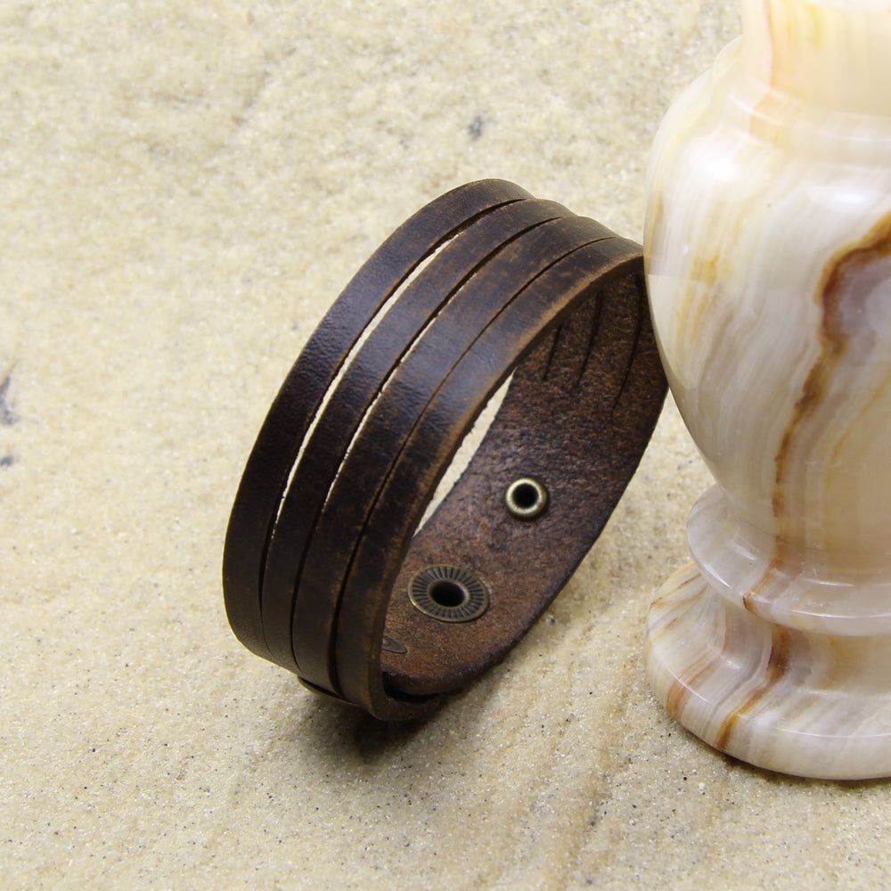 Herren Lederarmband aus Echtleder, 4-fach, breites Armband, handgefertigt & allergikerfreundlich | WILLYS JEWELLERY