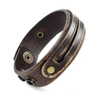 Lederarmband Herren Echtleder, handgefertigt, verstellbar 18–20 cm, Vintage Look mit Druckknöpfen
