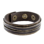 Lederarmband Herren Echtleder, handgefertigt, verstellbar 18–20 cm, Vintage Look mit Druckknöpfen