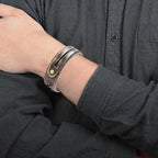 Lederarmband Herren Echtleder, handgefertigt, verstellbar 18–20 cm, Vintage Look mit Druckknöpfen