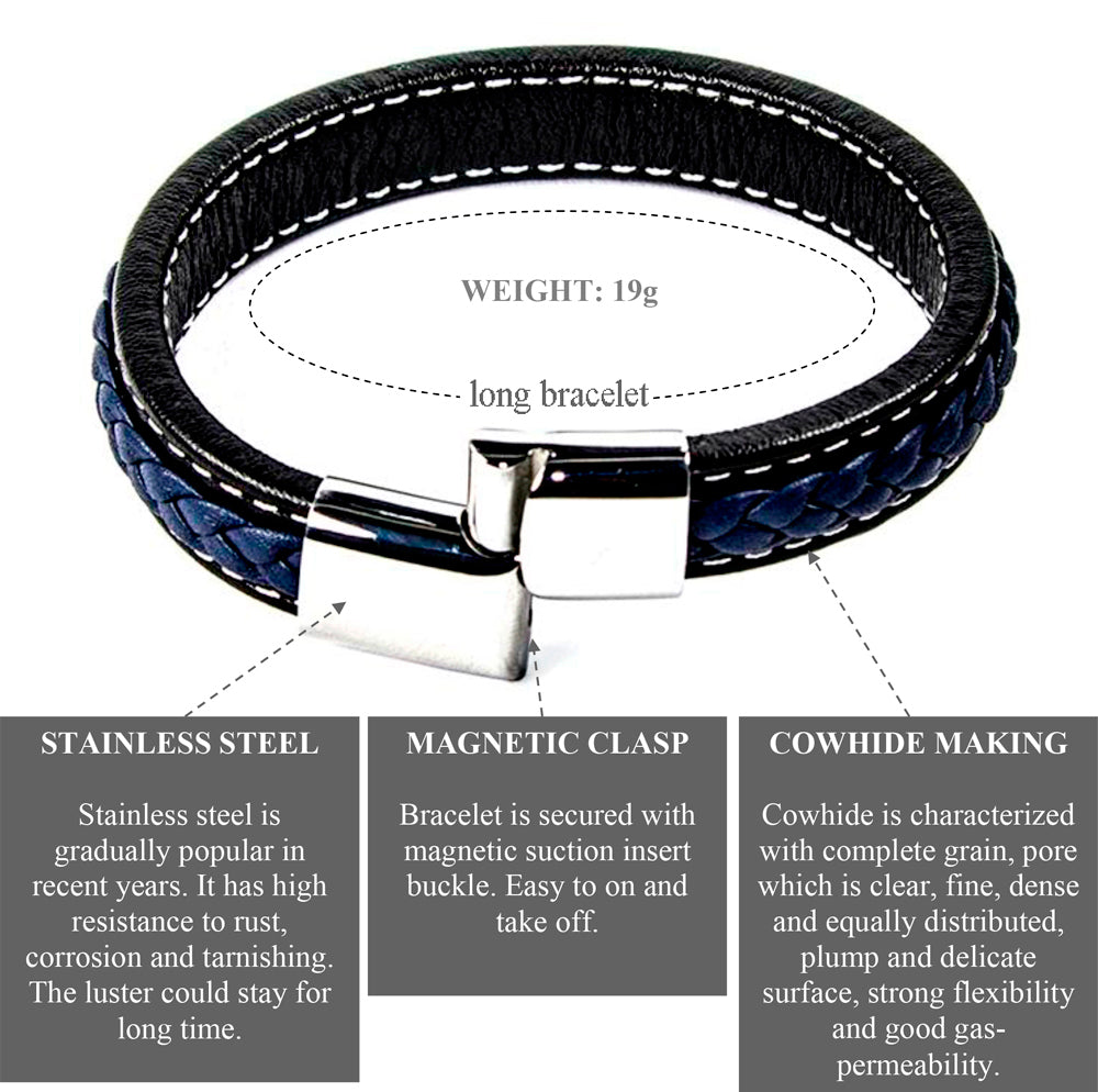 Schwarzes und blaues geflochtenes Lederarmband – ein Symbol der Unterscheidung | WILLYS JEWELLERY