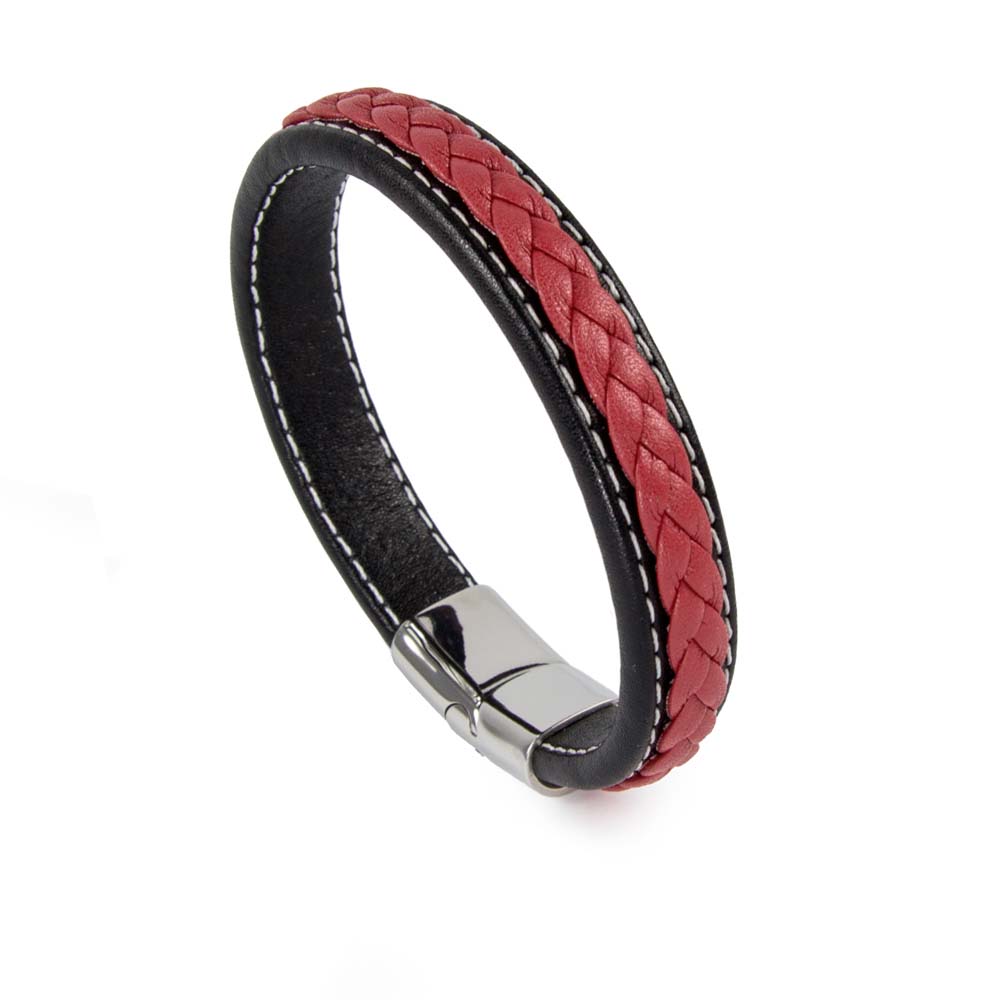 Schwarz-rotes Leder-Flechtarmband – hochwertige Handwerkskunst für besondere Persönlichkeiten | WILLYS JEWELLERY