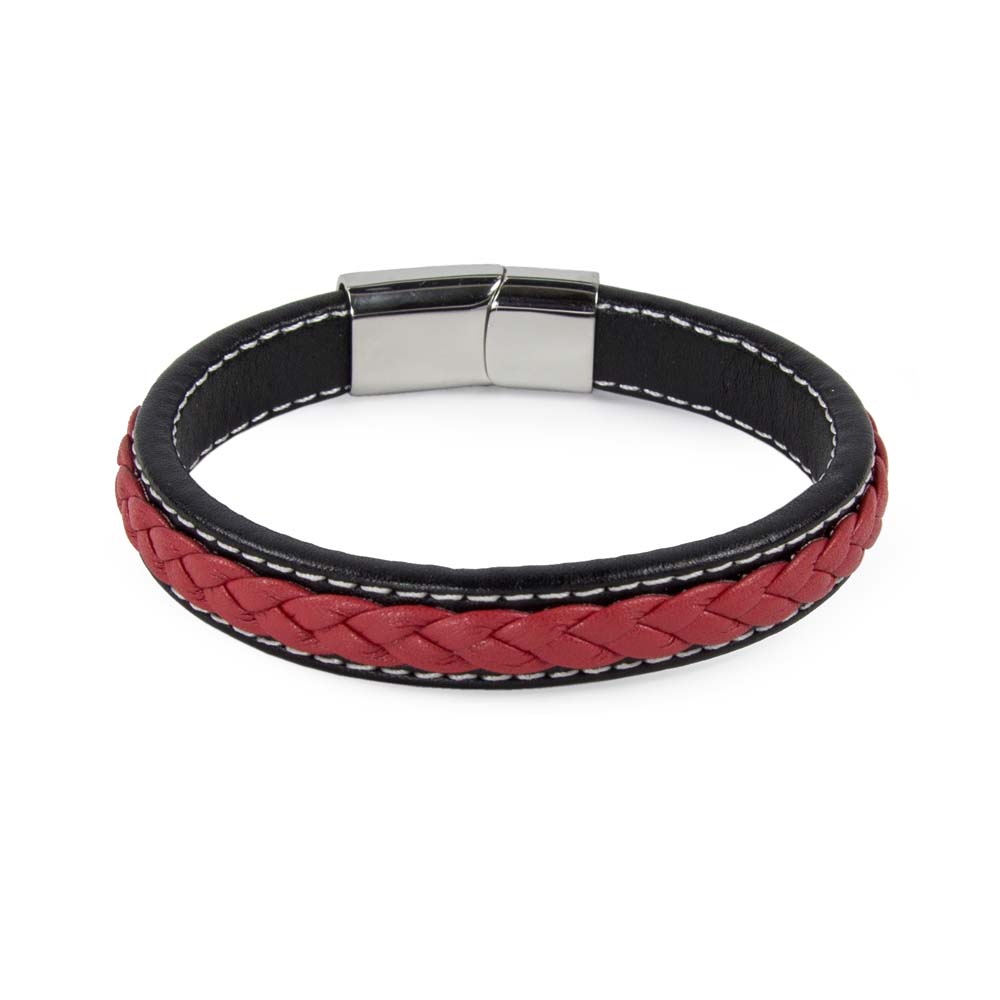 Schwarz-rotes Leder-Flechtarmband – hochwertige Handwerkskunst für besondere Persönlichkeiten | WILLYS JEWELLERY