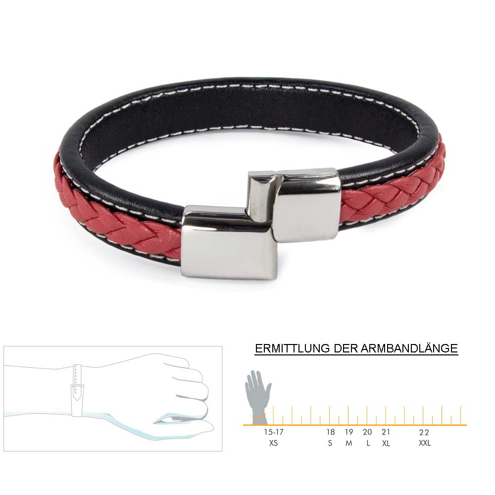 Schwarz-rotes Leder-Flechtarmband – hochwertige Handwerkskunst für besondere Persönlichkeiten | WILLYS JEWELLERY